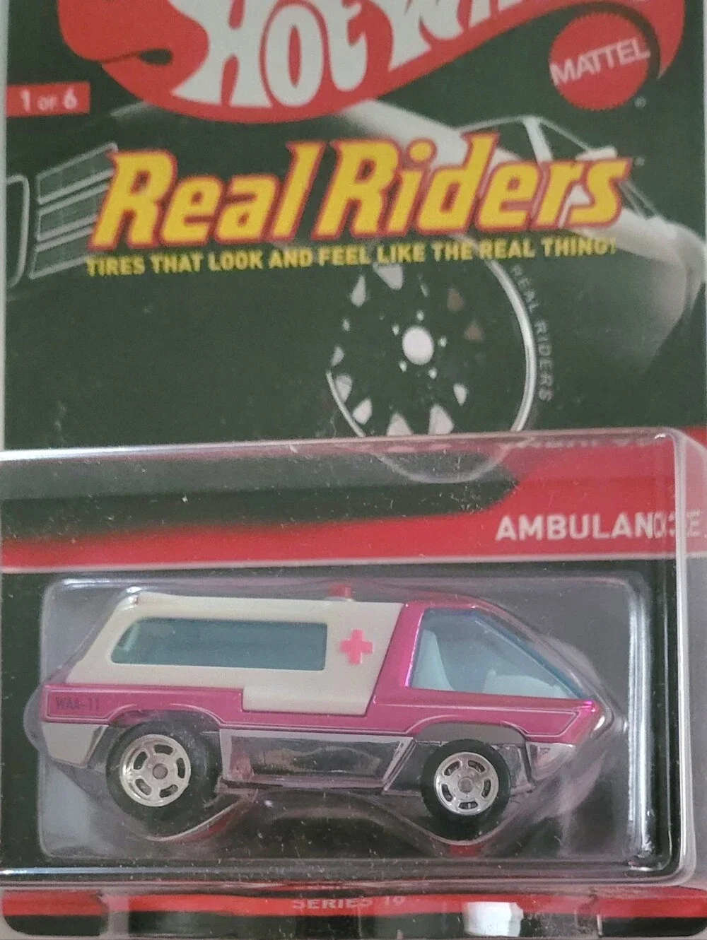 2010 Hot Wheels Red Line Club Pink Ambulance Real Riders Series 1/6 #1318/4000
